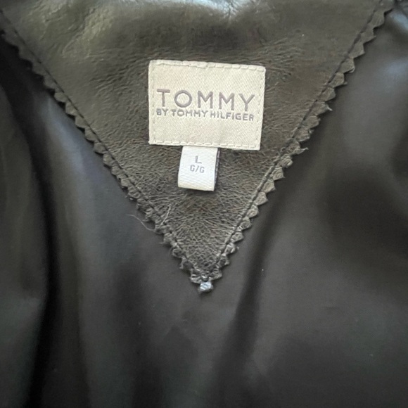 Tommy Hilfiger Men’s Black Leather Moto Jacket L | Genuine Leather Quilted Biker - Picture 9 of 10